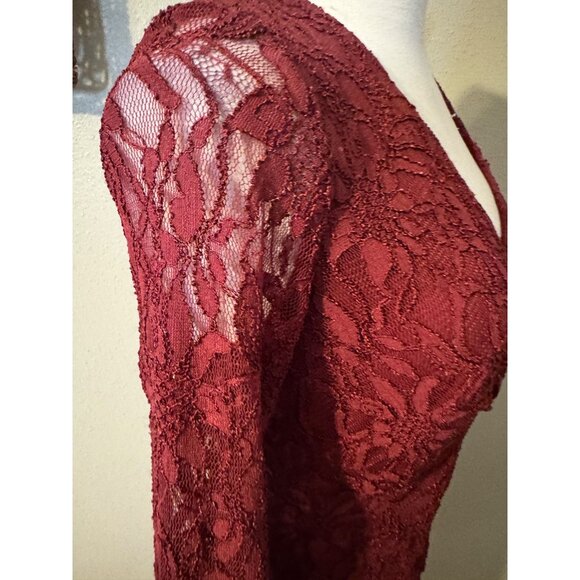 Ralph Lauren Dress 14 Burgundy Lace Sheath Long Sleeve Career Church Party - Picture 5 of 10